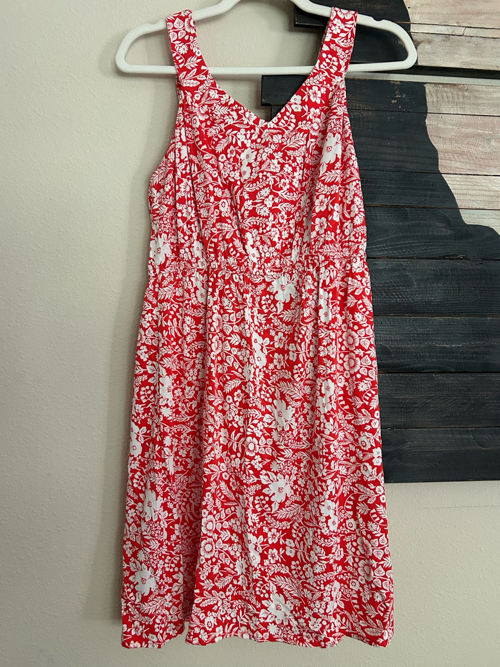 Market & Spruce Red Orange Floral Sleeveless Sundress Wide Adjustable Straps